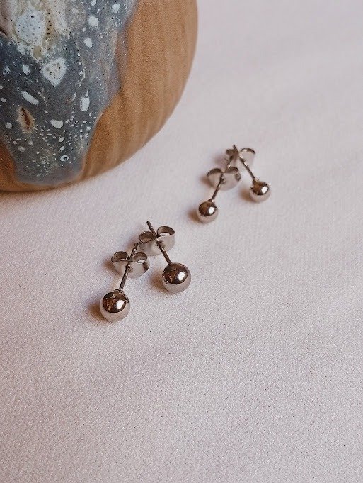 Producto - Aros miniaturas bolitas  - Acero quirúrgico