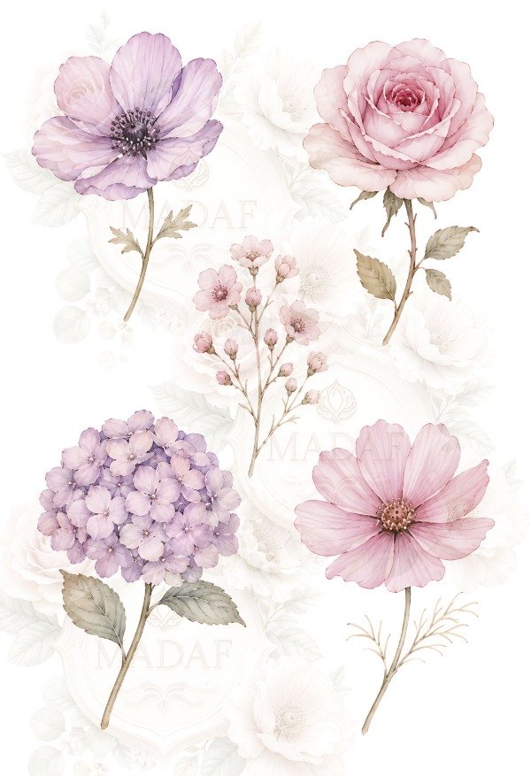 Producto - TRANSFER GLITTER A4 FLORES 01