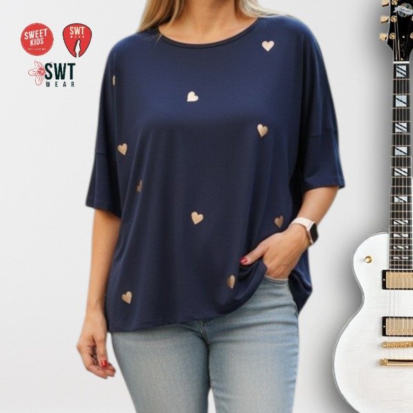 Producto - Remerón Mini Corazones Viscosa hasta Talle 7 Manga Corta