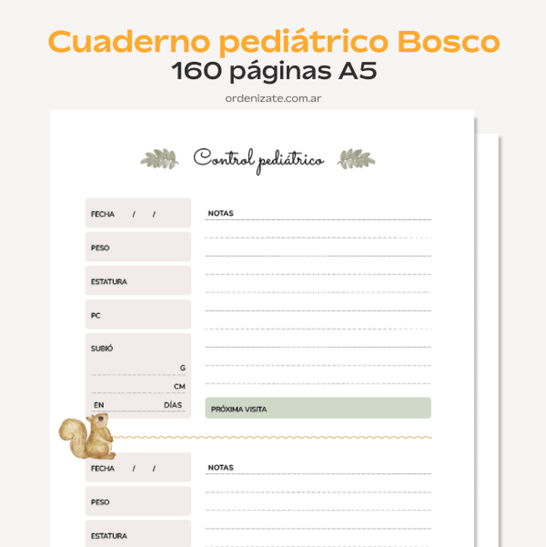 Producto - Cuaderno pediátrico Bosco