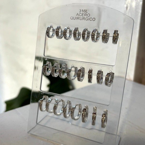 Producto - Aros Argolla con Strass Acero Quirúrgico