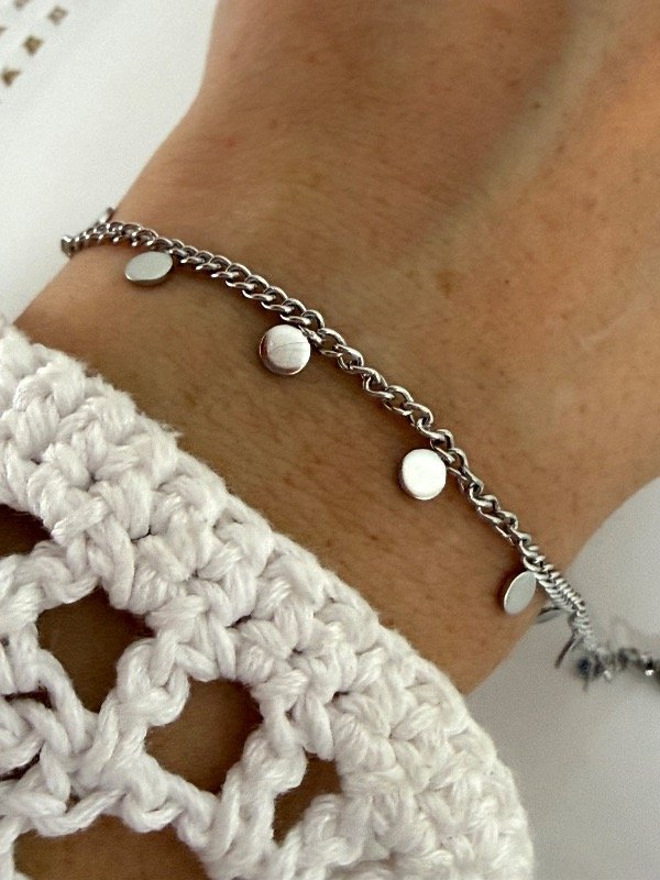 Producto - P743 Pulsera círculos 18 cm acero quirúrgico