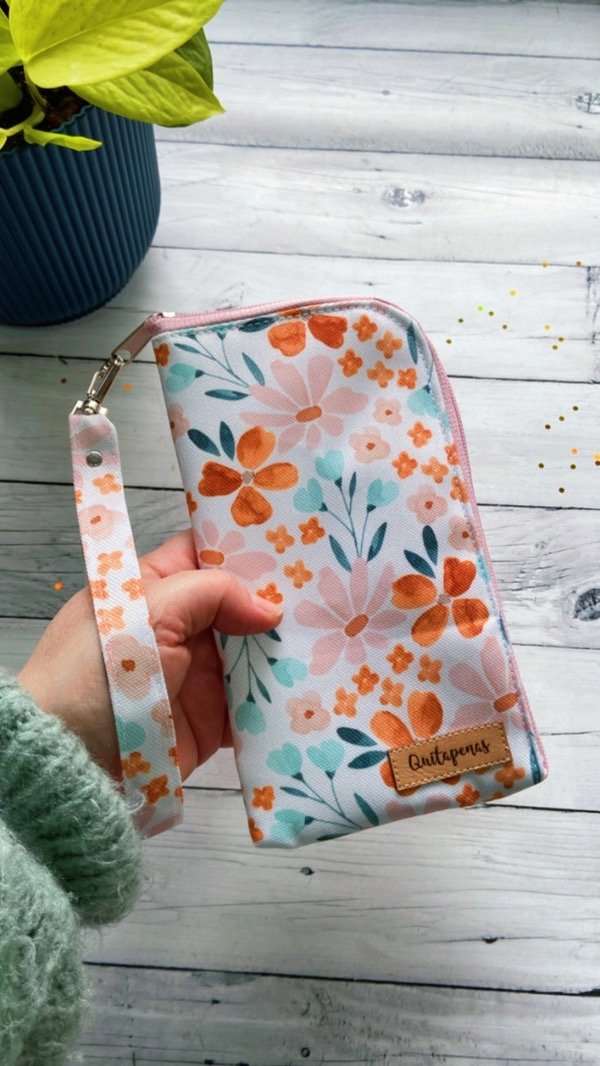 Producto - Billetera porta celu estampa flores tierra