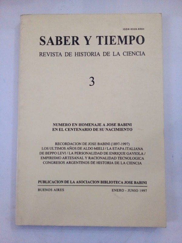 Producto - Saber y tiempo #3 - Biblioteca José Babini Junio 1997 - Beppo Levi Mieli