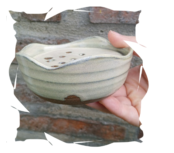 Producto - Jabonera Beige con Cuenco Contenedor - 1