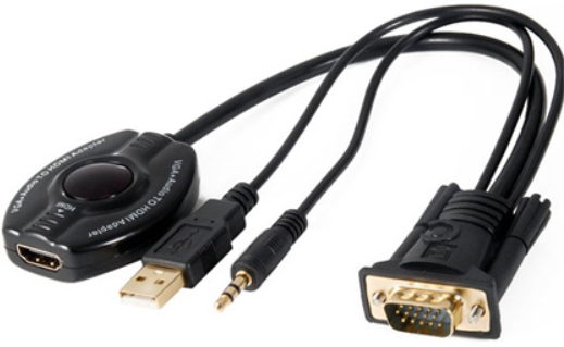 Producto - Conversor VGA + audio estereo a HDMI 1080p -black -Netmak (NM-C63)