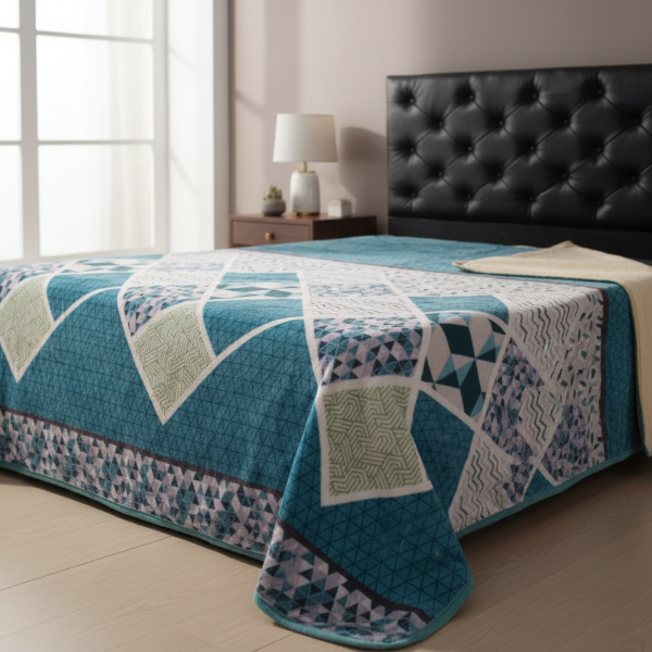 Producto - Azul Petróleo Manta Frazada de Plush con Corderito