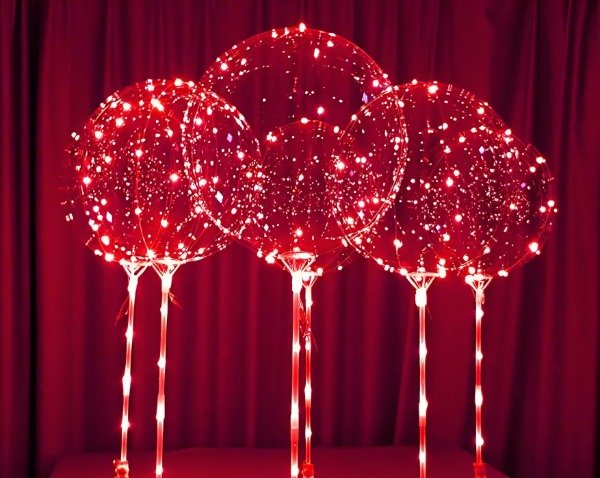 Producto - Globos Burbujas Completo LED ROJO x 10