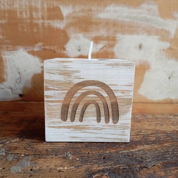 Producto - Porta Velas + Vela "Arcoíris"