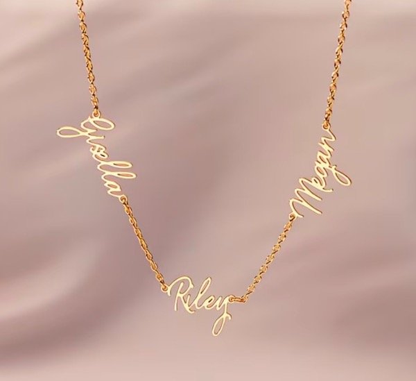 Producto - Collar 3 nombre personalizado dorado