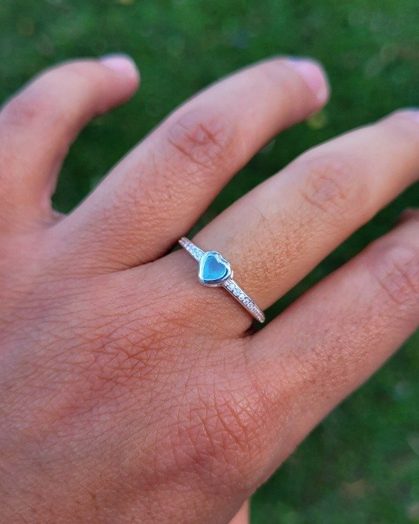 Producto - Anillo corazón cristal turquesa