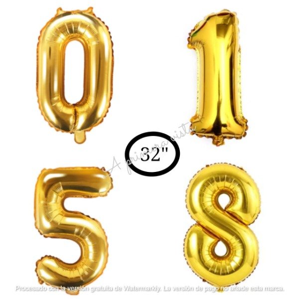 Producto - Globos numeros dorado 32" (80cm aprox.) c/u