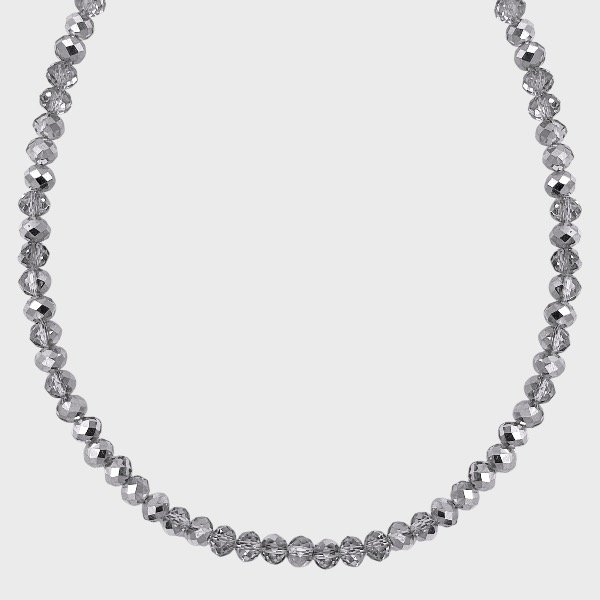 Producto - Collar de cristal checo y acero quirúrgico - 6mm - Gris plateado
