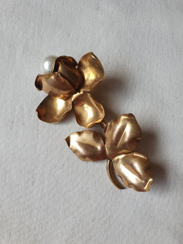 Producto - Broche 40s Jardín de Oro - Rosa con Perla - 6