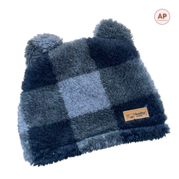Producto - GORRO INFANTIL A CUADROS NEGRO Y GRIS