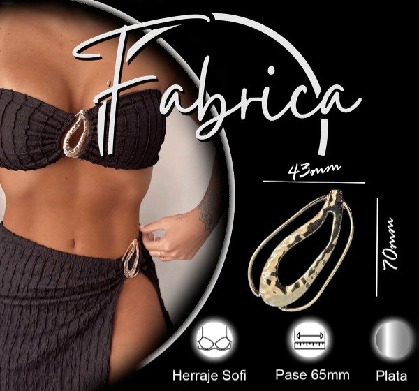 Producto - Herraje Sofi largo. Pase: 65mm (1 unidad). Plata- niquel