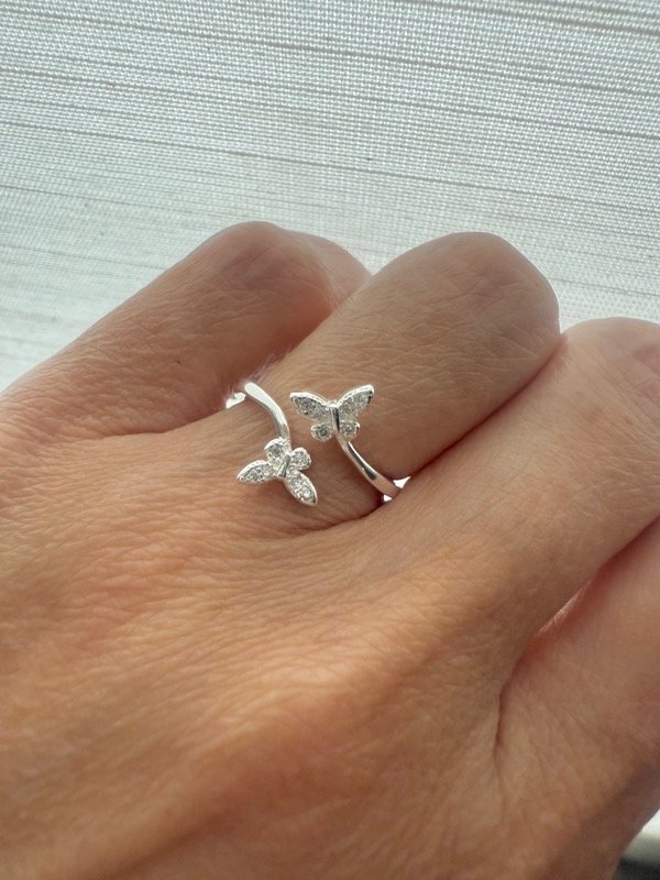 Producto - Anillo ajustable maripositas plata 925