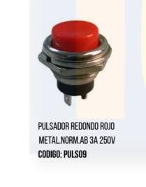 Producto - PULSADOR REDONDO ROJO METAL.NORMAL ABIERTO 3A 250V ELECTRONICA - PULS09