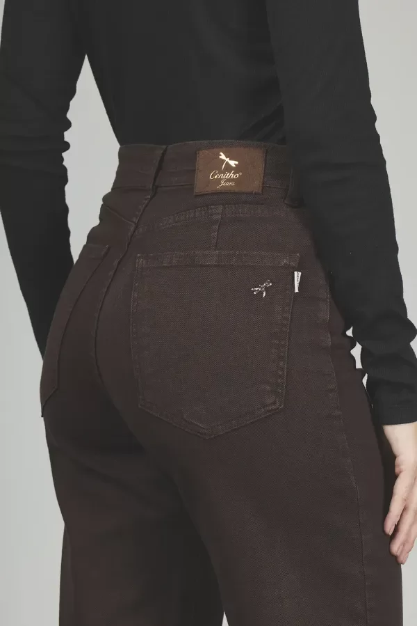 Producto - Jean Wide Leg Cocoa Marrón Tiro Alto - 1