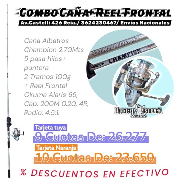 Producto - Combo Ree frontal con caña 2.40Mts 2 tramos