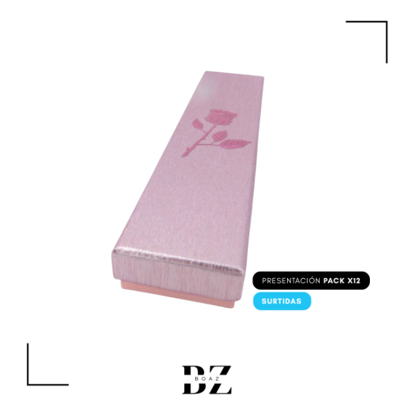 Producto - ESTUCHE REGALO X 12 PCS 4.5X20 CM ROSA TALLADA C.SURTIDO - 2035-4 - 1