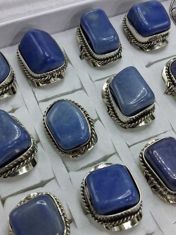 Producto - Anillos de Alpaca con Piedra Cuarzo Azul