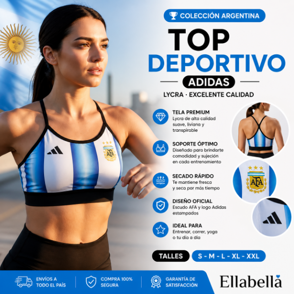 Producto - Top Deportivo Adidas Mujer Lycra Excelente Calidad - Colección Argentina