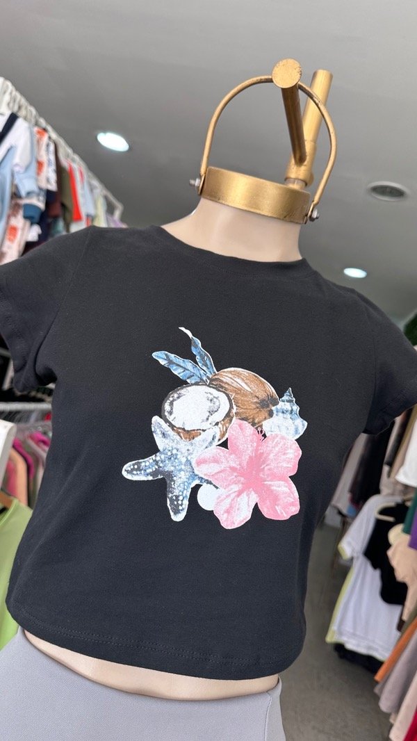Producto - BABY TEE COCONUT ALGODÓN NEGRO