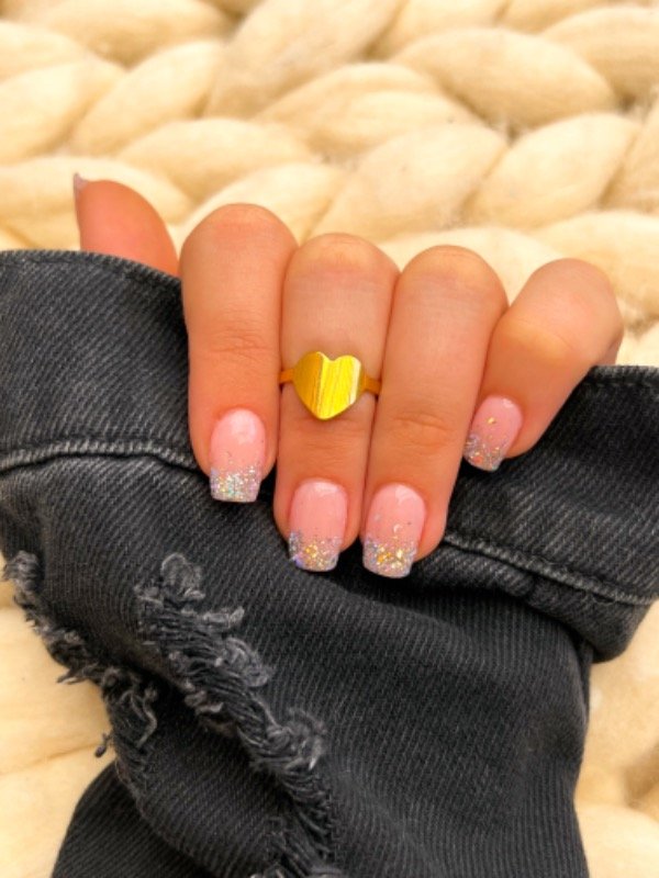 Producto - Anillo acero dorado corazón grande