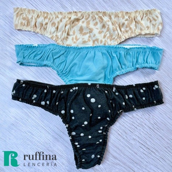 Producto - Pack x3 colaless fruncida de algodón VINTAGE- Art. 4086