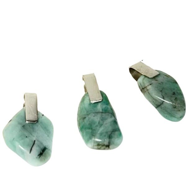 Producto - Dije rolado de raiz de esmeralda en alpaca