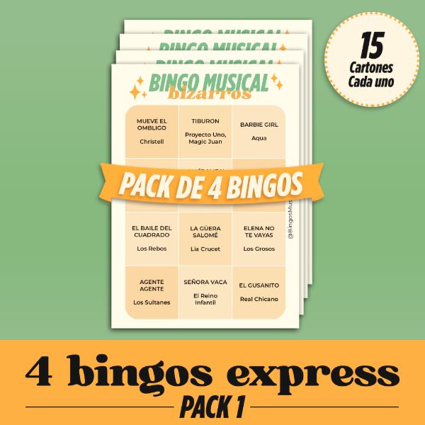Producto - PACK 1 (4 Bingos Version Express - 15 Cartones cada uno)