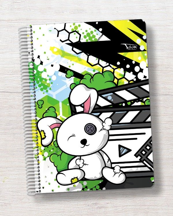Producto - Cuaderno A4 tapa rígida plástica 100h dis. muñequito de trapo