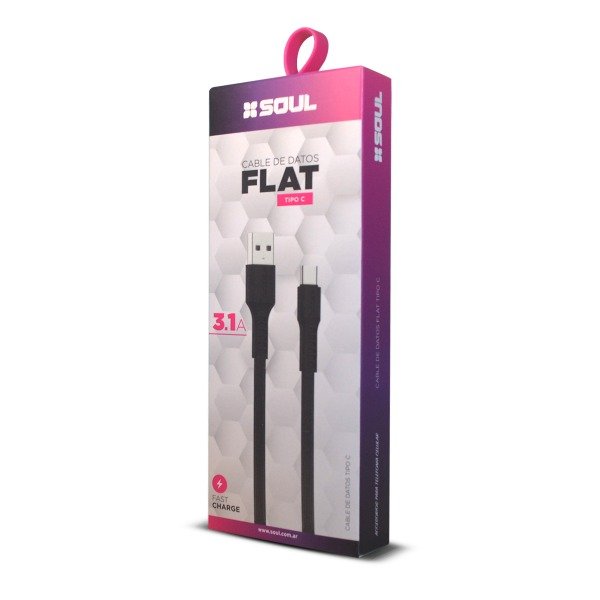Producto - CABLE DE DATOS SOUL FLAT 3.1A TIPO C NEGRO
