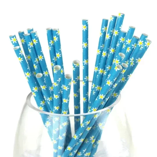 Producto - Sorbetes de cartón margaritas con fondo celeste x 10 unidades - 1
