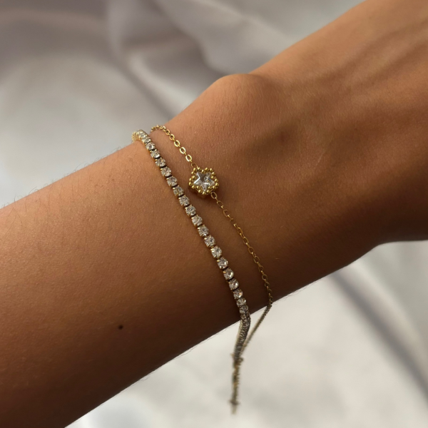 Producto - Pulsera flor strass doble