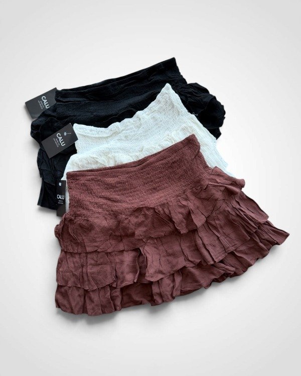 Producto - POLLERA IMPORTADA DE BAMBULA TRIPLE VOLADO IVY 0908