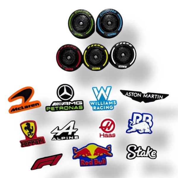Producto - Imanes Ruedas Formula 1 + 10 Escuderías 5 Neumaticos