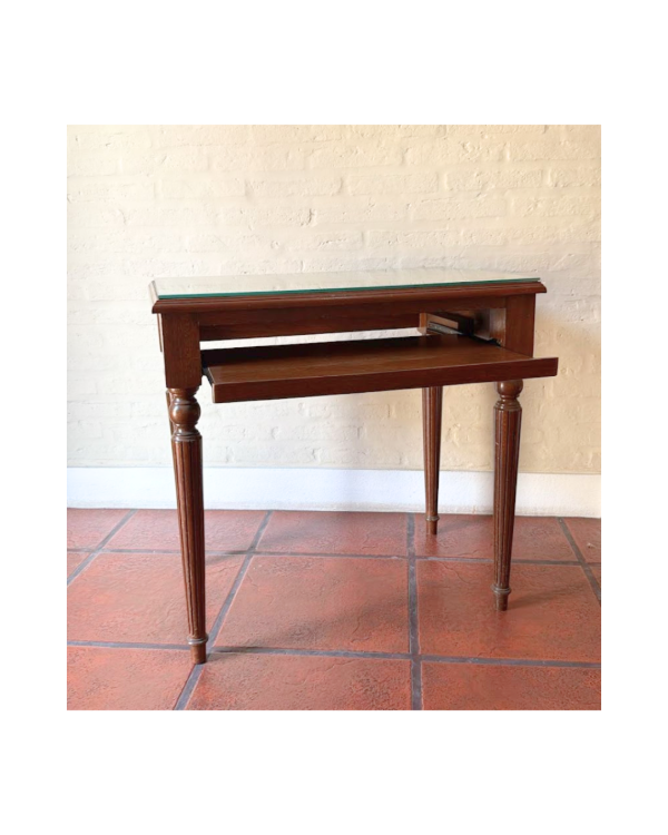 Producto - Escritorio de madera de roble con bandeja deslizable para teclado / 80x52