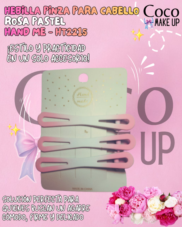 Producto - HEBILLA PINZA PARA CABELLO - ROSA PASTEL - HAND ME - HT2215