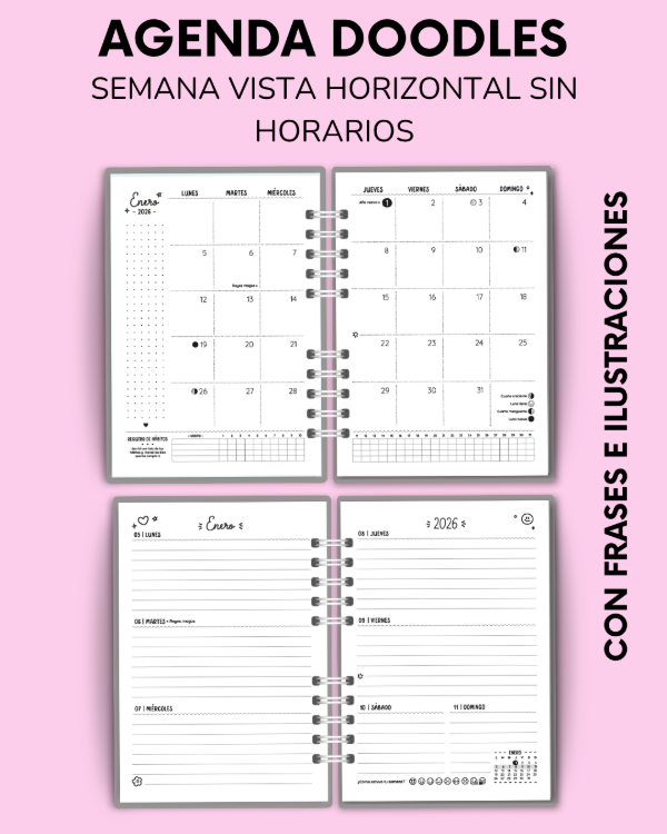 Producto - AGENDA DOODLES - semana a la vista sin horarios - 3
