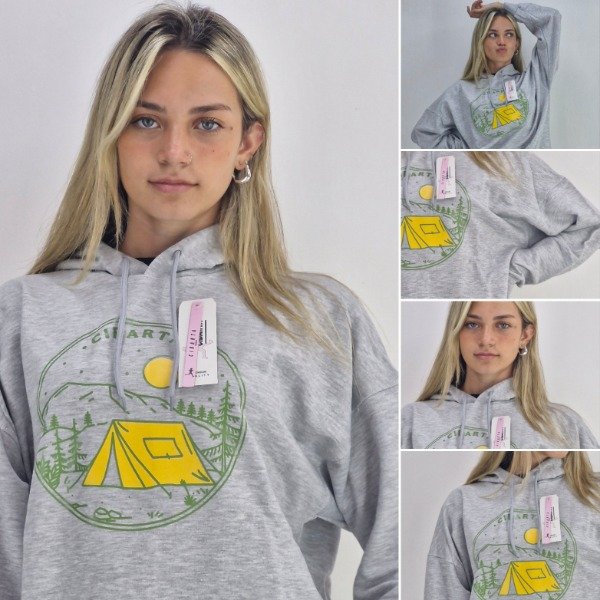 Producto - Canguro OVERSIZE Cibarta MOD CAMPING GRIS algodon Rustico