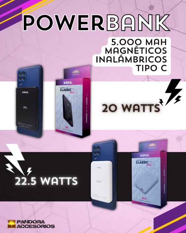 Producto - Power Bank 5000mAh c/ Carga Inalámbrica