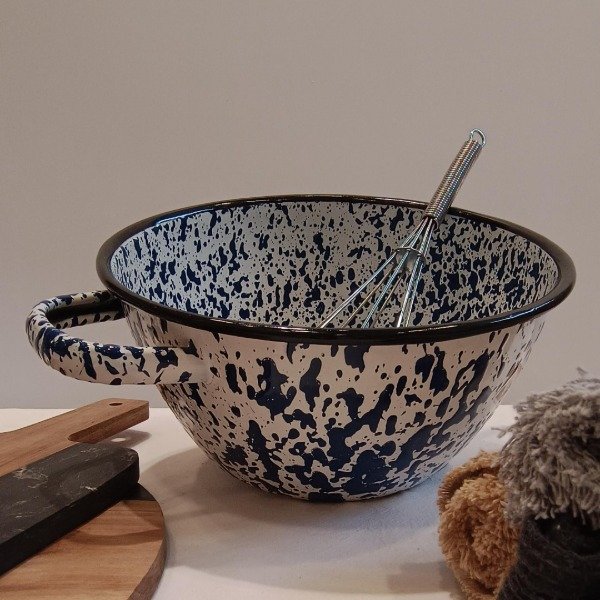 Producto - Bowl Batidor Enlozado Blanco y Azul