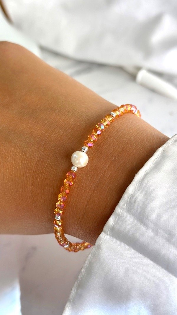 Producto - PULSERA CRISTALES C/PERLA CARAMEL