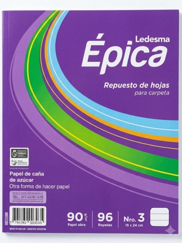 Producto - 96 Hojas RAYADAS - Épica Ledesma - 90g