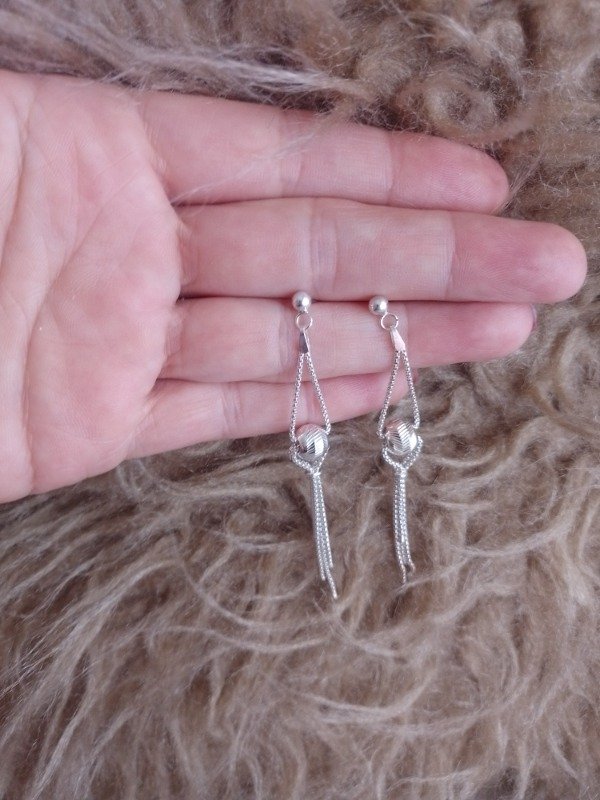 Producto - Aros colgante cadenas y bolita