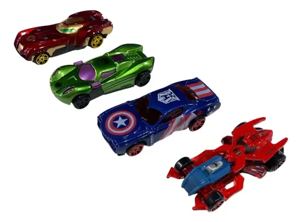 Producto - Set de Autos Metálicos Avengers x4 Iron Man, Capitán América, Hulk y Spiderman - 1