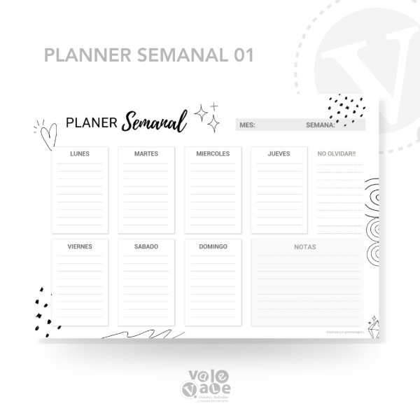 Producto - 1 Planner Semanal  (01A)