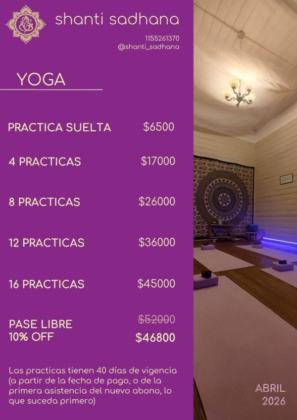Producto - Yoga, 4 practicas